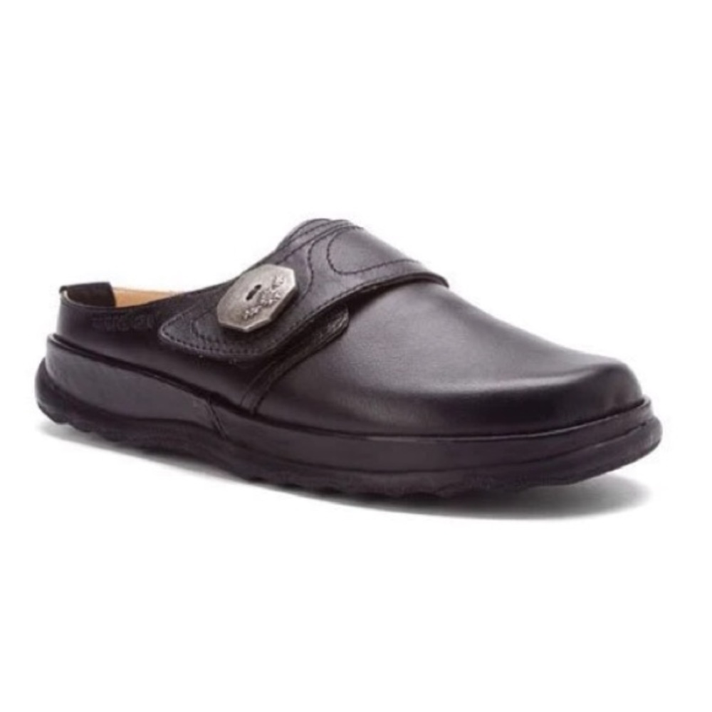 Haflinger Charlotte Black Leather Slip On Mules ~ Sz 7 - 7.5 US ~ 38 EU